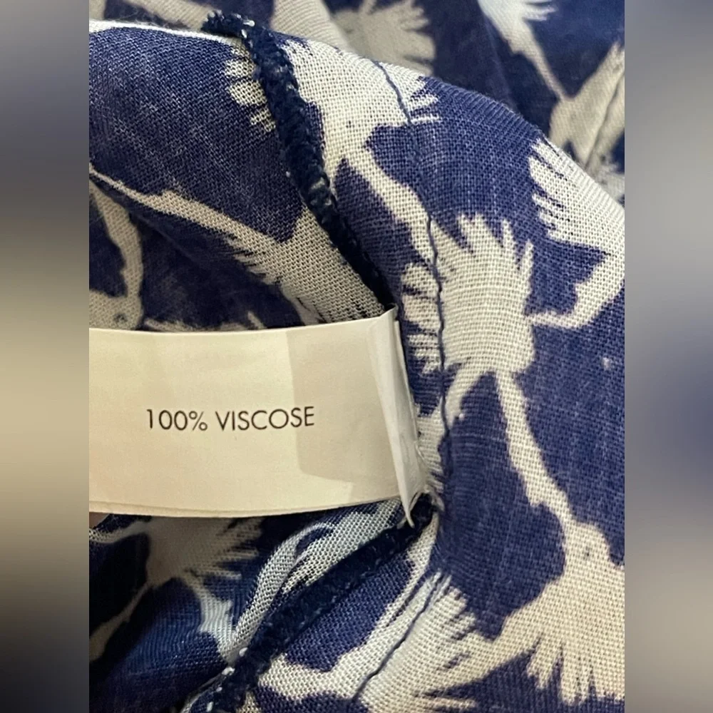 Poupette St Barth Blue & Cream Fringe Ruffle Fit & Flare Dress Size Small - Picture 10 of 10